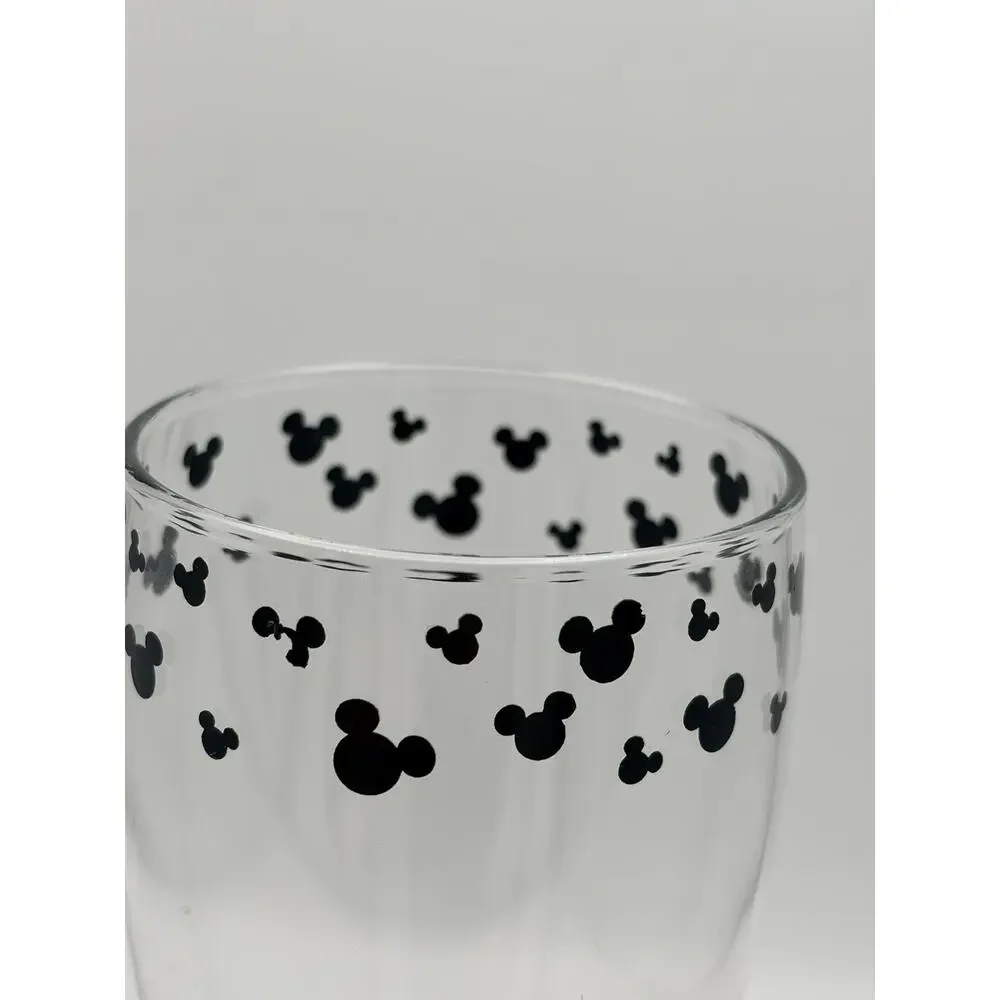 Disney Parks Mickey Mouse Icons Pilsner Glass Clear Black Base Disney